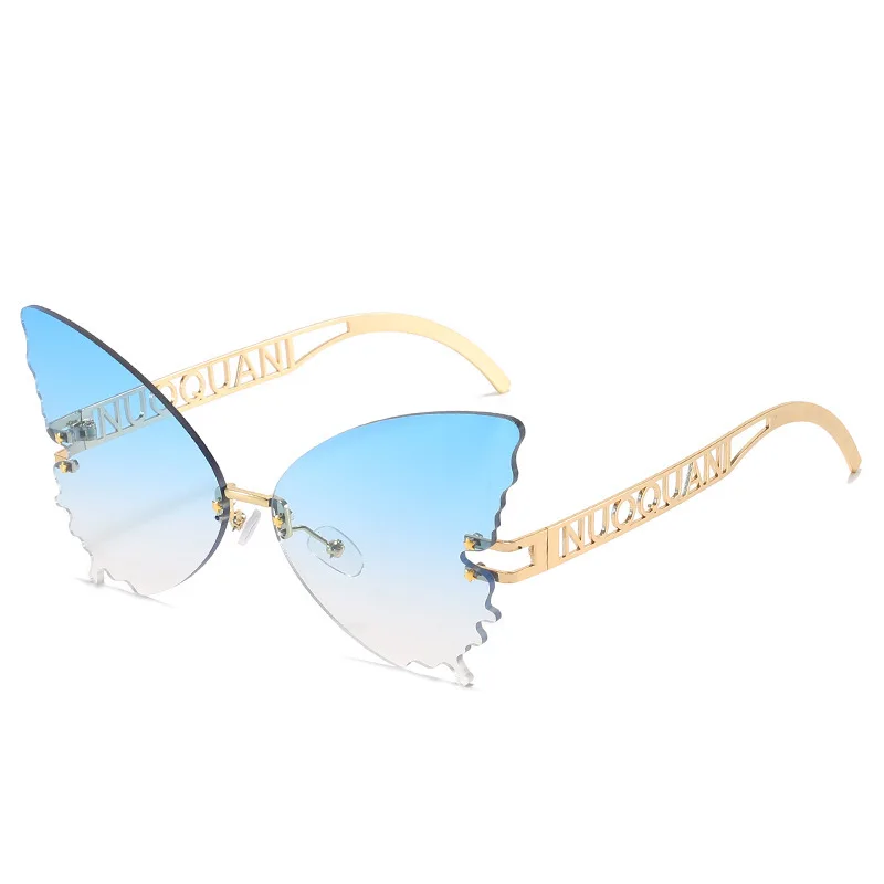 fashion sunglasses newest 2020 butterfly sun glasses rimless shades custom luxury metal teardrop butterfly sunglasses women 1866, Mix color