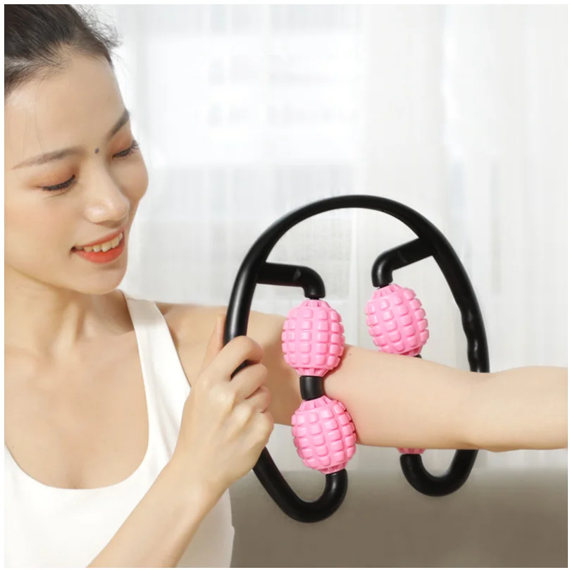 
2020 Best selling neck massage tools hand massager roller ball body roll fitness equipment 4 abs roller wheel 