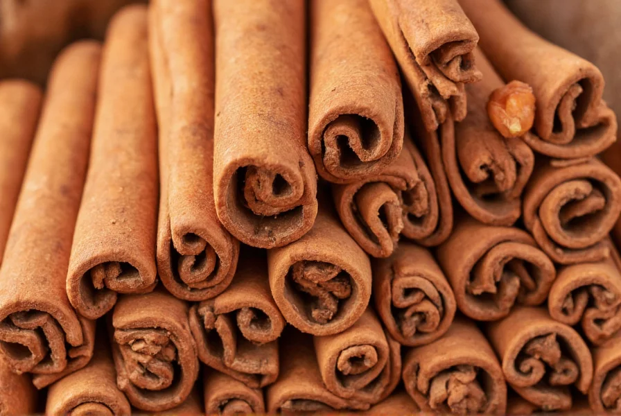 Close-up photograph of high-quality cinnamon sticks showing tight rolls and reddish-brown color