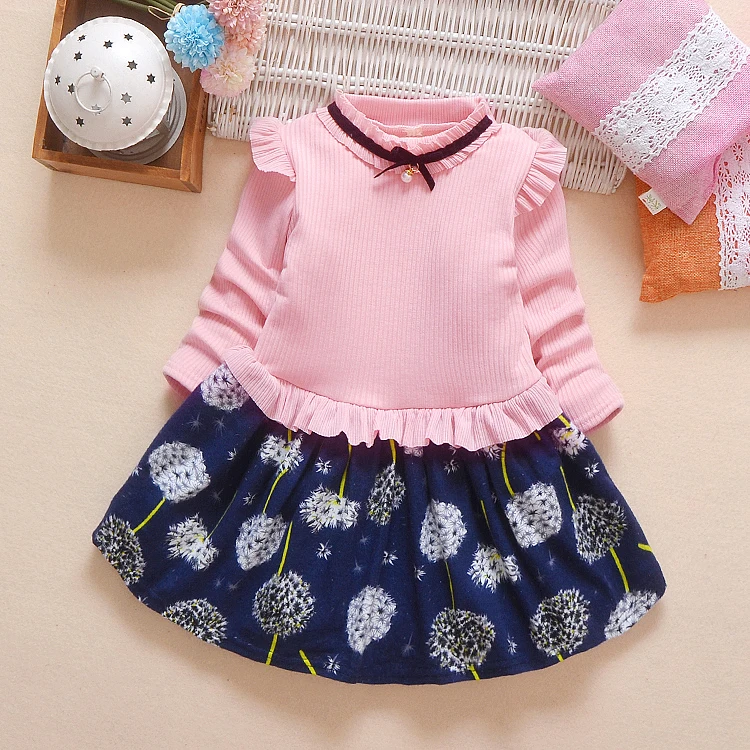 

Autumn Spring One-piece Fluffy Stitching Skirt Fashion Little Girls Princess Dress, Yellow, red, pink