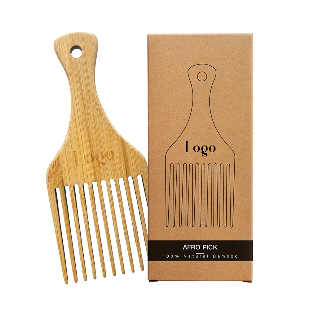 

Top-rated Natural Bamboo Eco-friendly Wide Tooth Afro Hair Pick Beard Comb