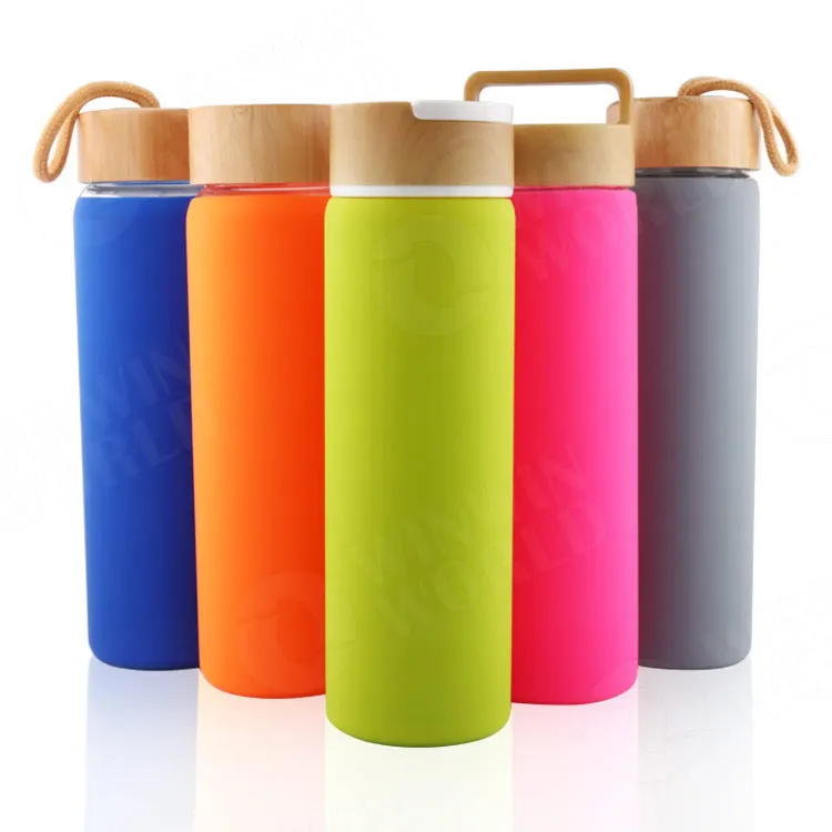 Ecofriendly Glass Water Bottle With Nature Bamboo Lid Glass Bottle