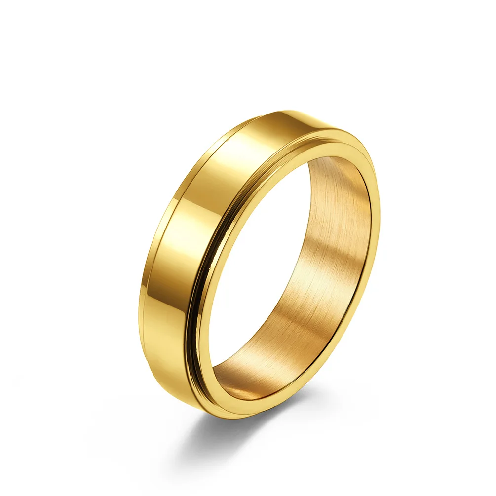 

Cool design high polishing PVD gold plated stainless steel rotating ring