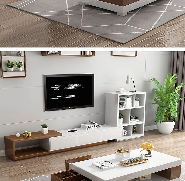 modern style  still glass  coffee table  and TV stand  set  201028