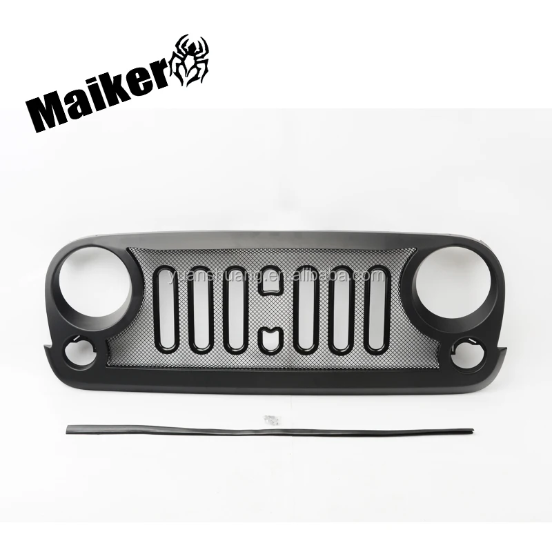 

Offroad ABS Front Grill with mesh for Jeep wrangler JK 2007+ 4X4 accessory maiker manufacturer, Black/silver
