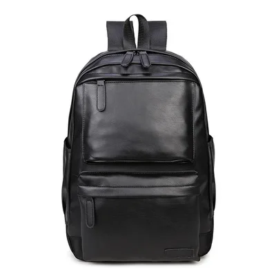 

Cheap pu leather with zipper 2021 student school laptop bag backpack, Black, brown