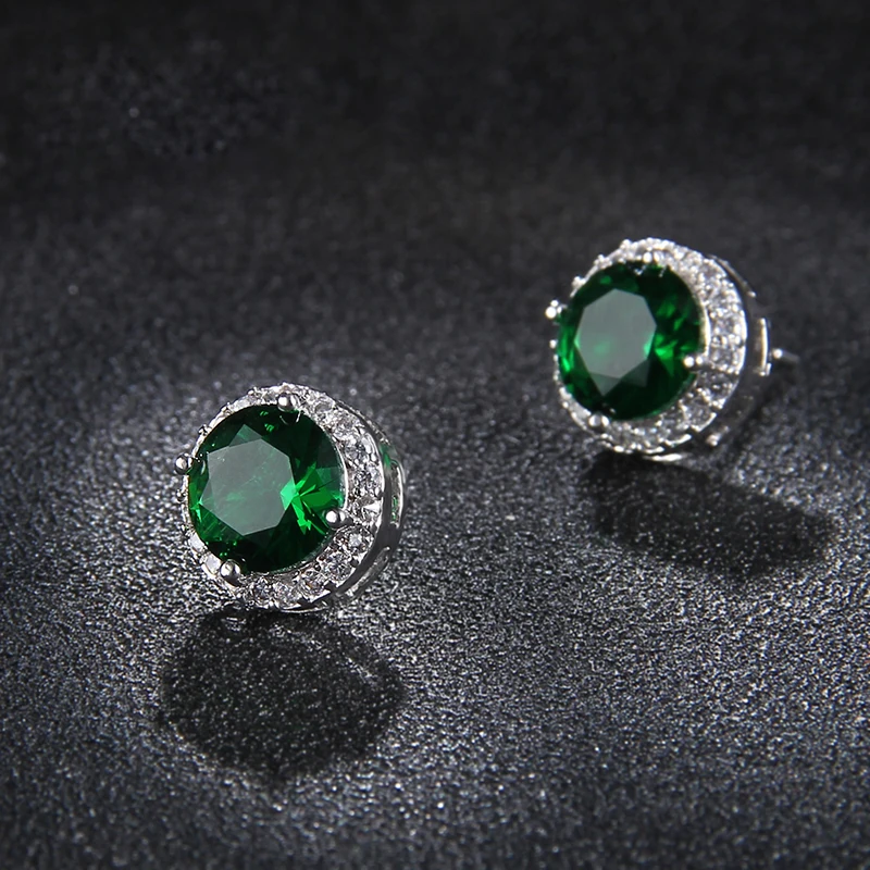 

CAOSHI Hot Stud Earrings in Europe America Classic Round Colored Accessories Wholesale Zirconia Earrings Women, 7 colors