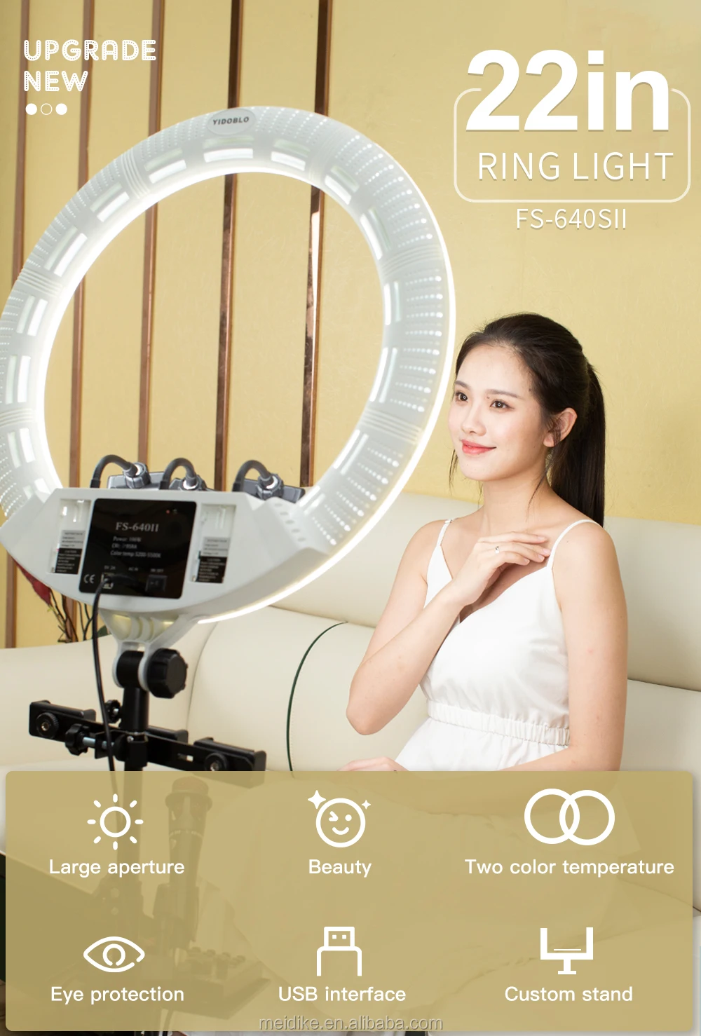 Large 22 inch led ring light 640pcs SMD LEDs with flexible phone holder FS-640 kit