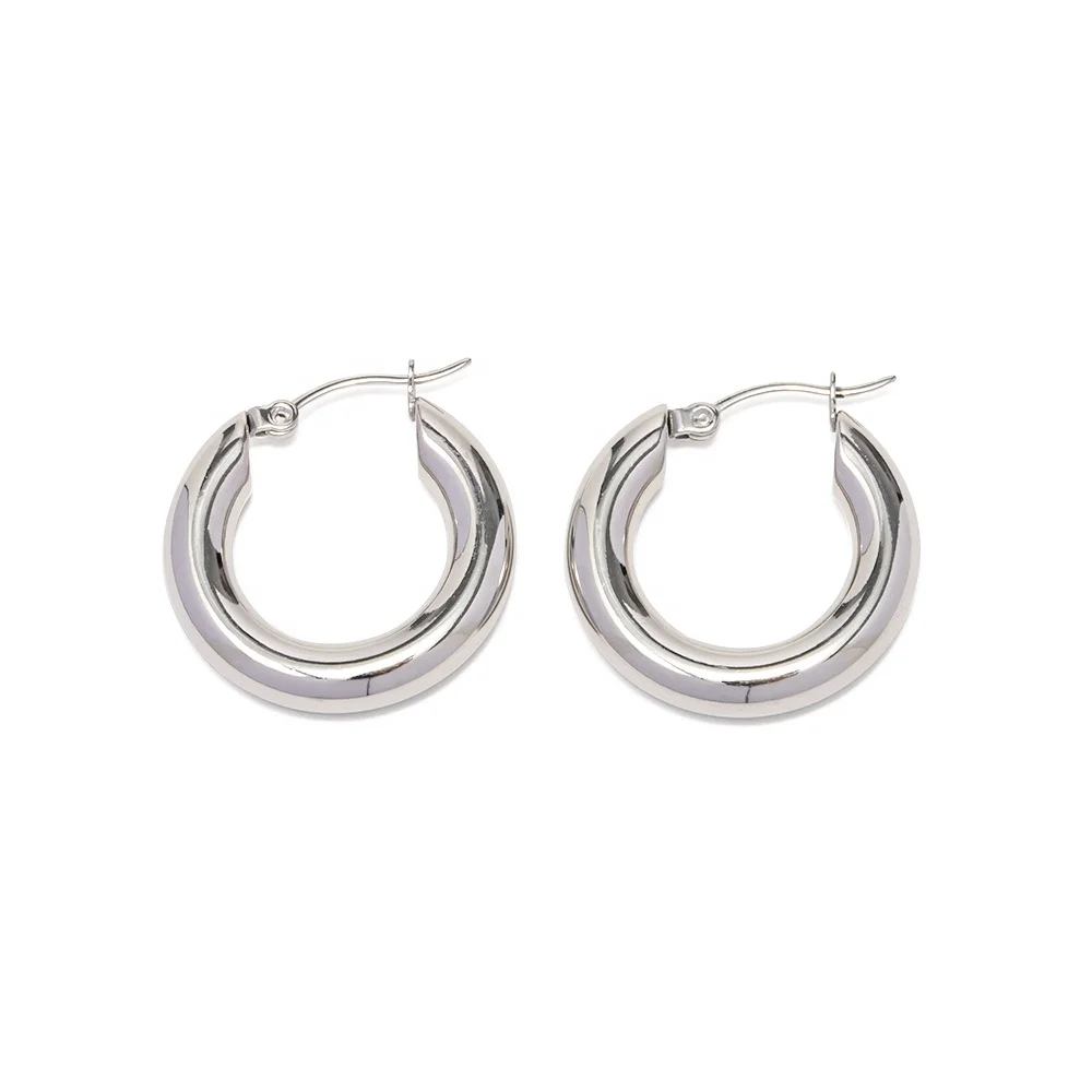 

Minimalist Retro Paris Liftstyle Geometric Waterproof Silver Plated Stainless Steel Hoop Earring