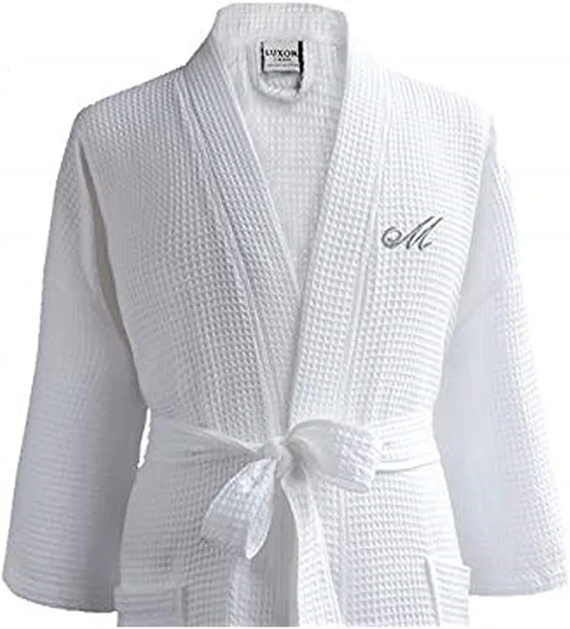 

Hotel Waffle Bathrobes with Customized Embroidery logo - 100% Egyptian Cotton Hotel Spa Waffle Bathrobe Set, Pantone color