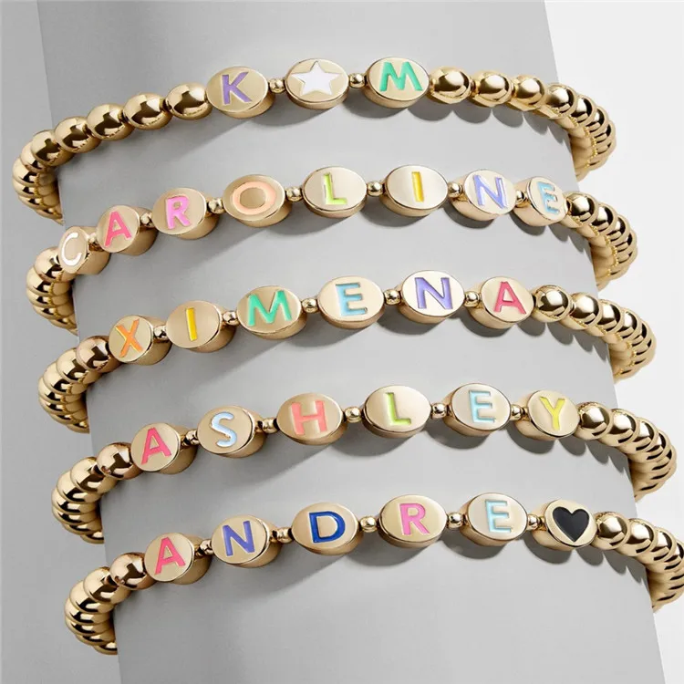 

Fashion simple round bracelet letter bracelet, popular in Europe and America, customizable personalized word bracelet, Picture shows