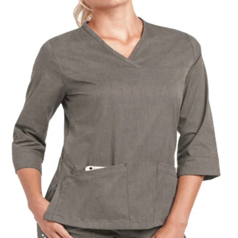 

Tailored Fit Scrub Set Women's 3pocket 3/4th Sleeve Side Zip Top Feature a Cross-over V-neck Classic with Modern Style Doctor, Customized