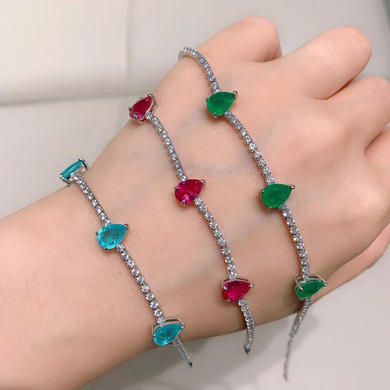 

Fashion blue/green zircon Square bracelet set for women Bride Wedding Jewelry