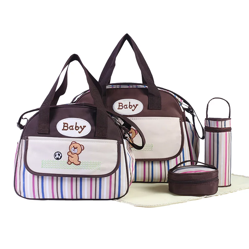 

Newest fashion shoulder multifunctional 5pcs set diaper baby bag for mummy using with nappy, Customized color