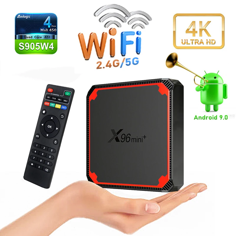 

2021 Newest X96 MINI Plus Android 9.0 Smart TV BOX 2GB 16GB S905W4 4K 2.4G/5G WIFI X96 Mini Set top Box x96 mini+ tv box