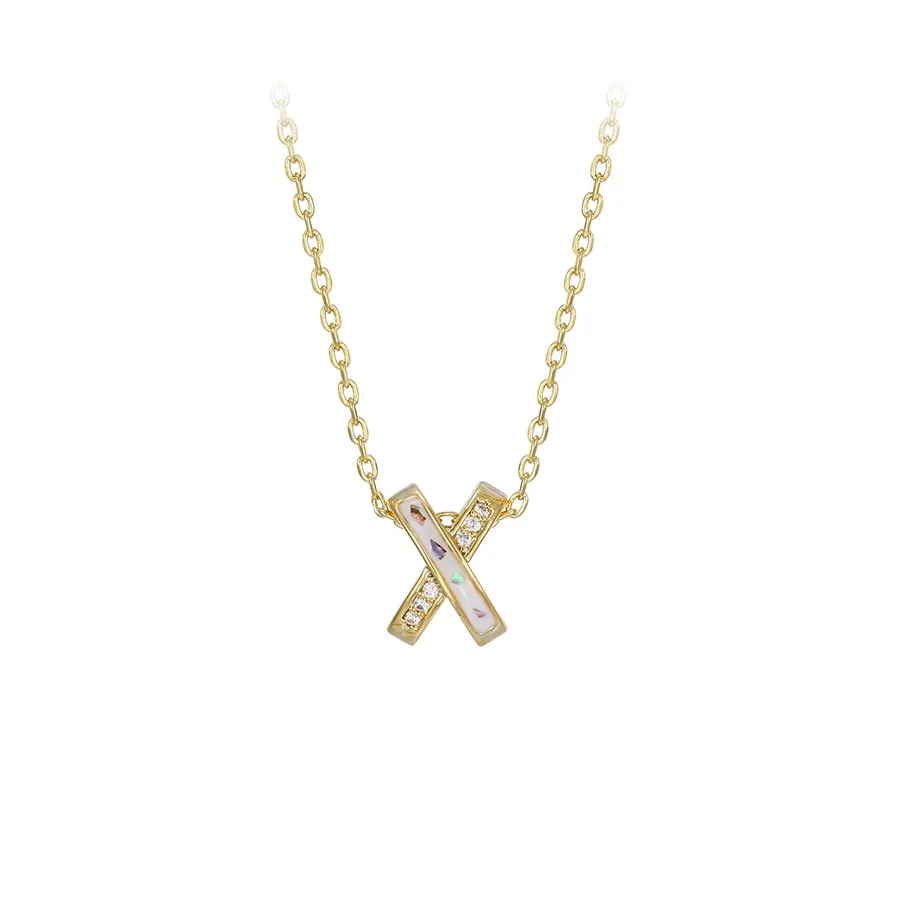 

YMnecklace-01447 xuping jewelry Wholesale affordable simple elegant creative letter X diamond pendant necklace