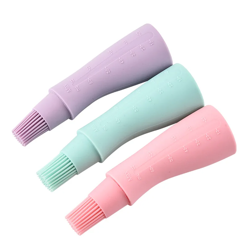 

Silicone Kitchen Tool BBQ Cooking Grill Oil Honey Sauce Bottle Brush Pastry Basting Brushes, Purple pink green