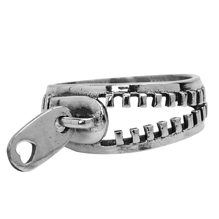 

Charare punk silver zipper unisex finger ring accessories 2020, Silver (customizable)
