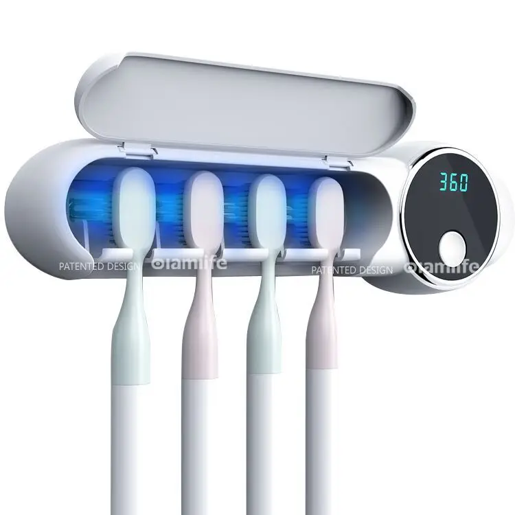 

OLAM 2020 New Arrival Battery Electric UVC Toothbrush Sanitizer for travel Home Family with UV Sterilizer EPA