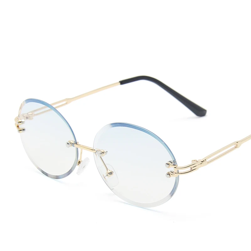 

Hot Sale Sunglasses 2021 Women Round Rimless Sun Glasses Ourdoor Street Shot UV Protection Gradient Fashion Sunglasses, Customized