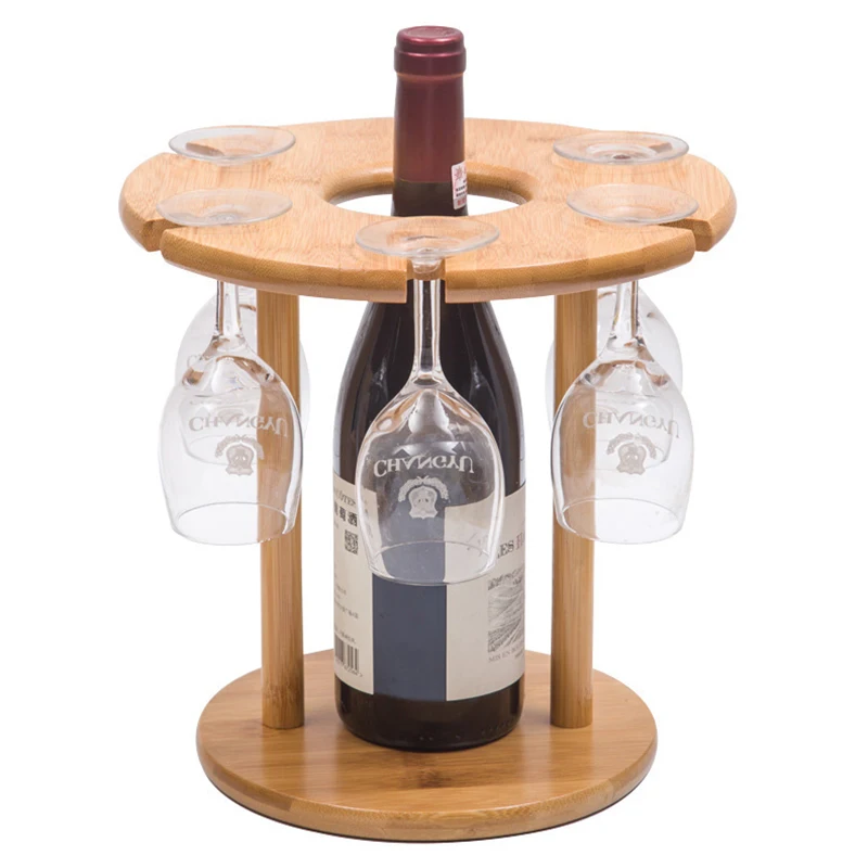 

High-end simple bamboo and wood wine rack wine glass rack on the table