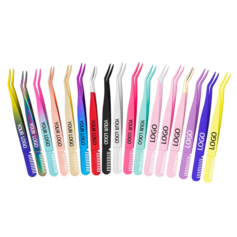 

Eyelash Extension Tweezers Straight & Curved| Pack Of 2 Stainless Steel Tweezers, Colourful