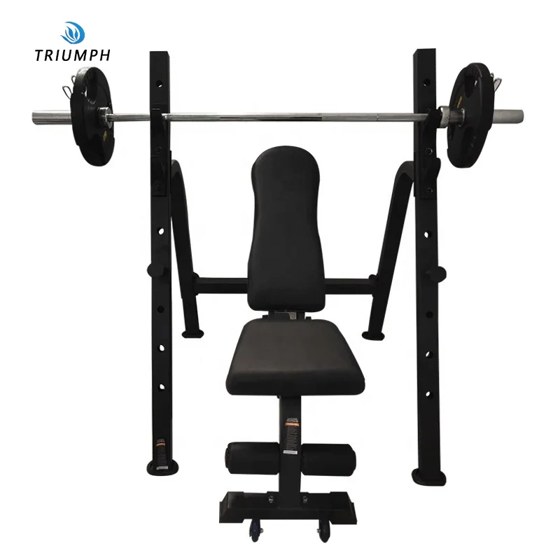 

2021 Multi purpose squat rack bench press fitness adjustable barbell squat rack with bench multi functional weightlifting bench, Black