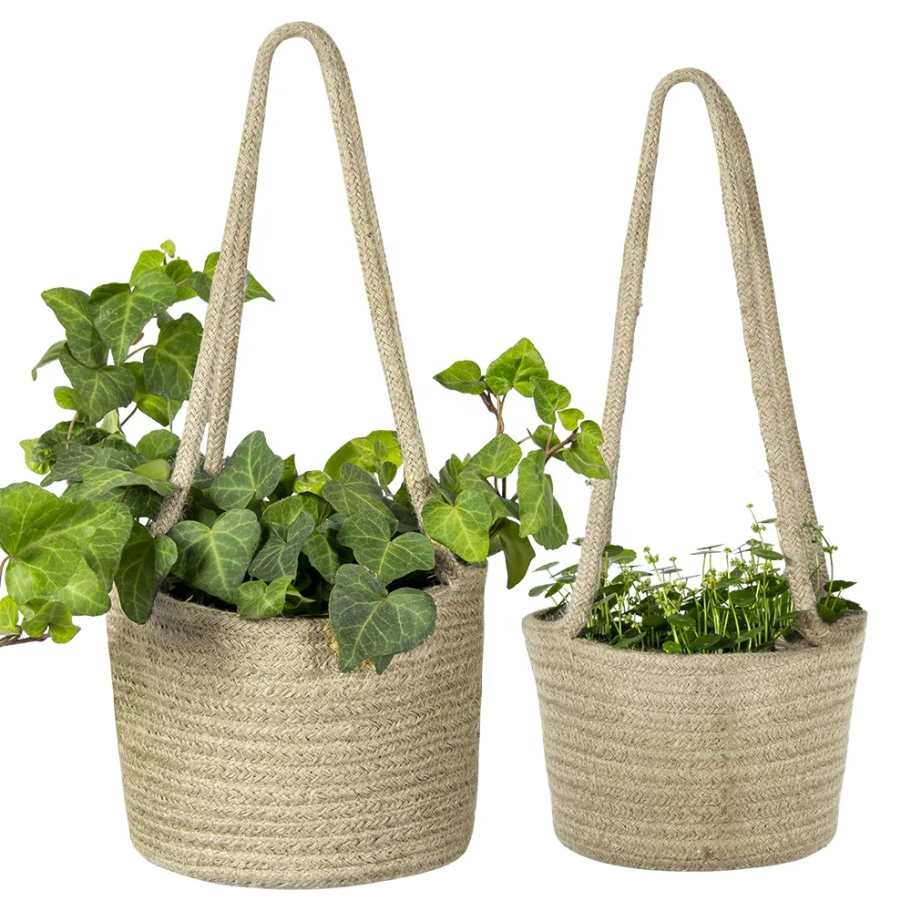 

ICEBLUE Hydroponic Planting Pots Basket Aquarium Hanging Hydropon Garden Home Flower Pot, Jute