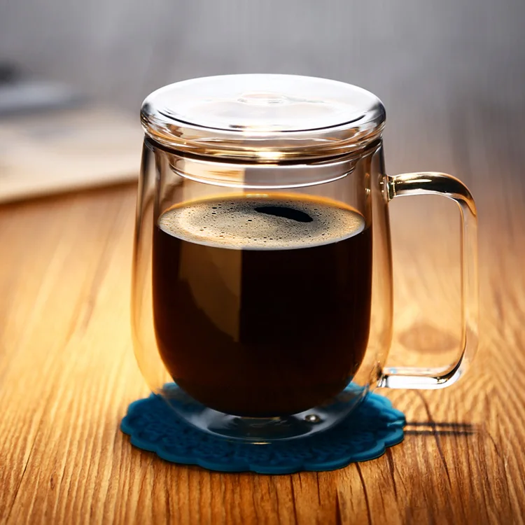 

borosilicate insulated double wall glass coffee tea cups mugs, Transparent clear