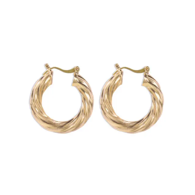 

Sandro Wholesale Twisted Chunky Earrings 14K Gold Plated Hoop Earrings for Women