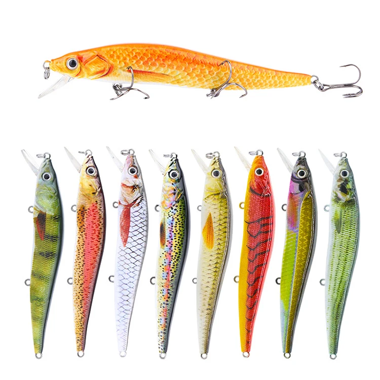 

Top Quality 15g 120mm Artificial Hard ABS MaterialSinking Swimming Bait Minnow Fishing Lure With Treble Hooks