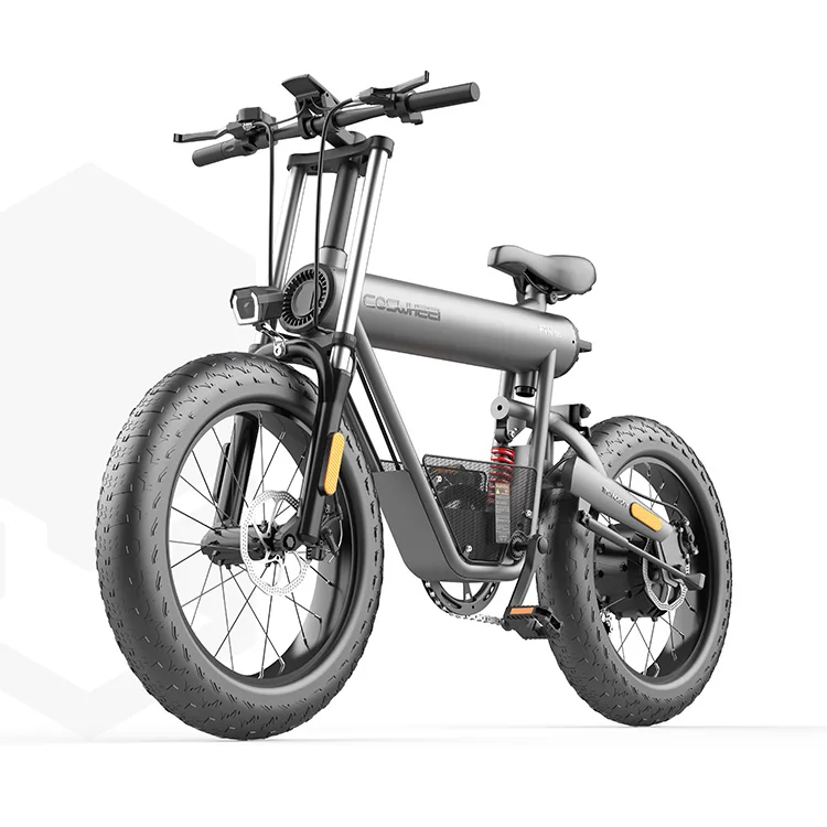 

Super Electric Bike 20 Inch Fat Electric Bicycle 48V 500W 750W 1000 W Motor Aluminium Alloy Frame 7 Speed, Space grey