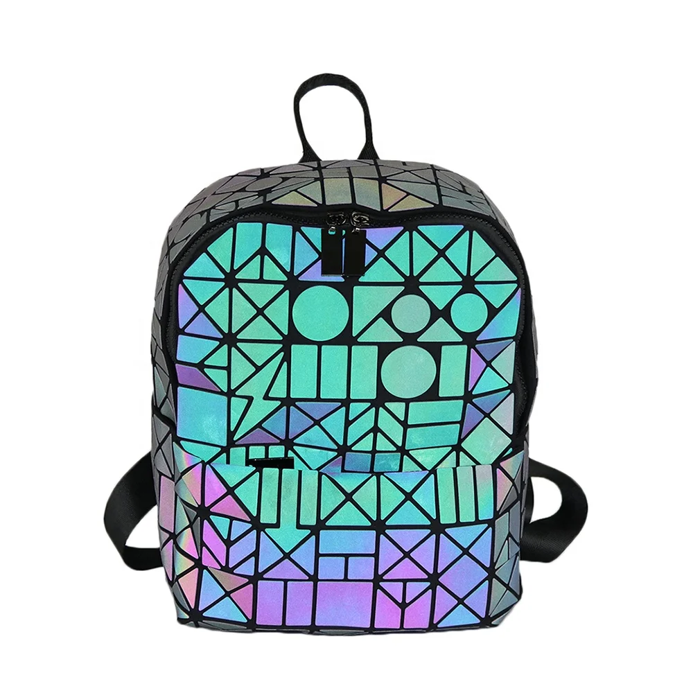 

Wholesale Trending Geometric Daypack Schoolbag Sparkle Pouch Backpacks Women, Luminous