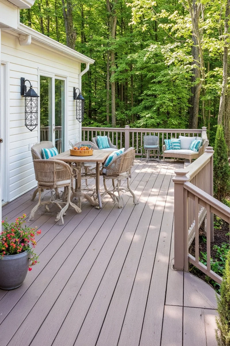 Canvas canopy over Trex deck dining area