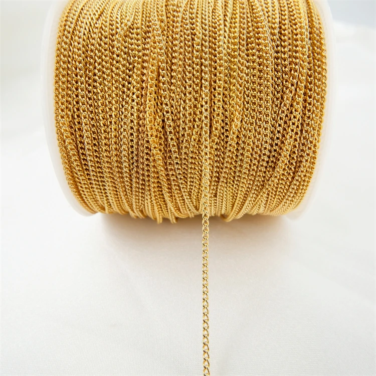 

Herringbone pearl chain Copper for jewelry making copper chains with 18K plated gold flat jewellry chains