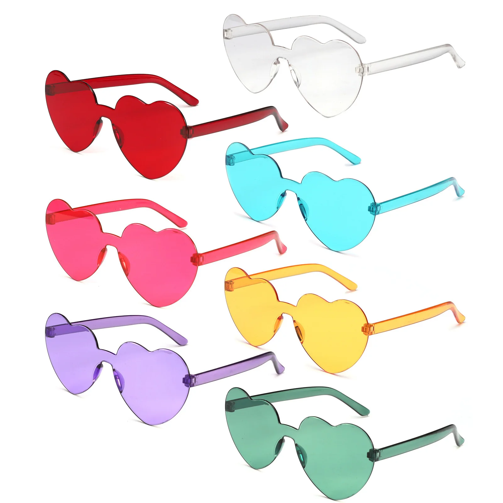 

2022 gafas fashion sunglasses women PC frame transparent color heart glasses