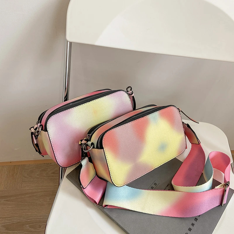 

New Arrivals Trending Tie Dye Fashion Women Hand Bags Box Purses and Handbags Designer Wide Straps Shoulder Bag