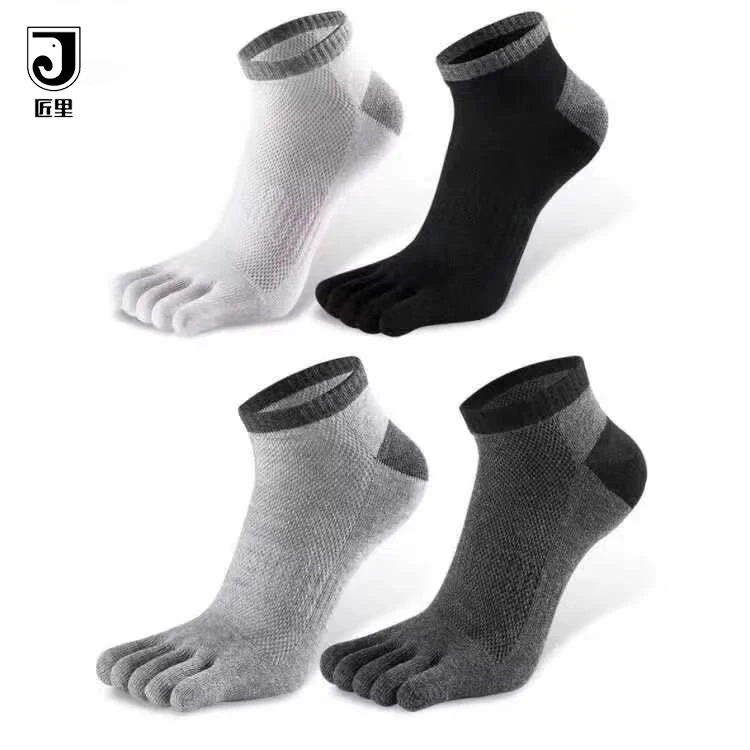 
JL Z074 Men Cotton Low Cut Athletic Toe Socks 5 Finger No Show Mesh Wicking five finger socks 