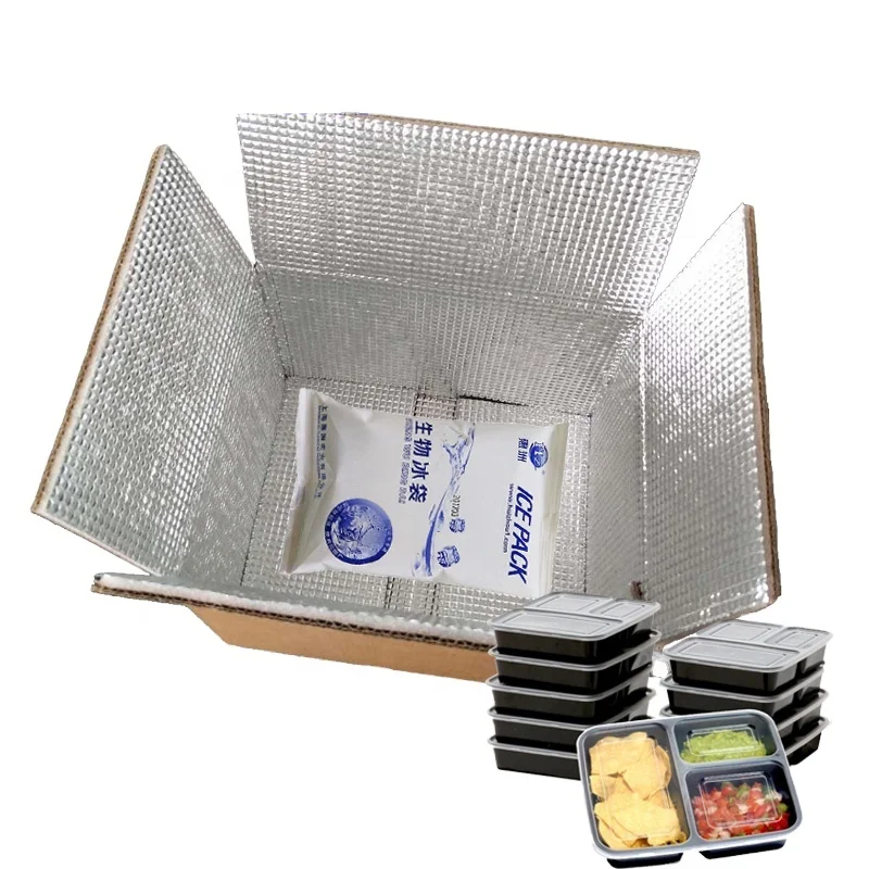 

frozen food packaging boxes Foil Lined Thermal Shipping Box for Meal Prep with aluminum foil insulated corrugated carton box