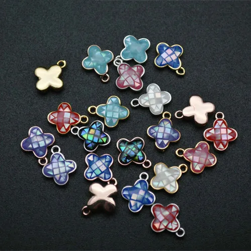 

Various color Shell Clover Shape Bracelet Charms DIY Jewelry Making Supplies, Pic