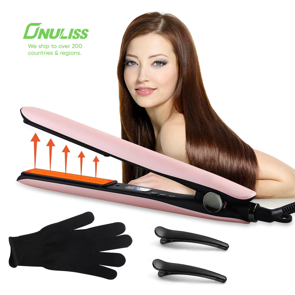 

ONULISS Flat Irons Hair Curler Professional Lcd Display Titanium Infrared Hair Straightener Flat Iron