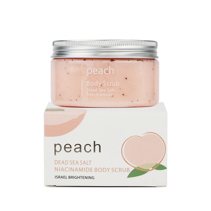 

Wholesale KOEC Organic Peach Sea Salt Brightening Deep Cleaning Exfolianting Body Scrub Cream, Pink
