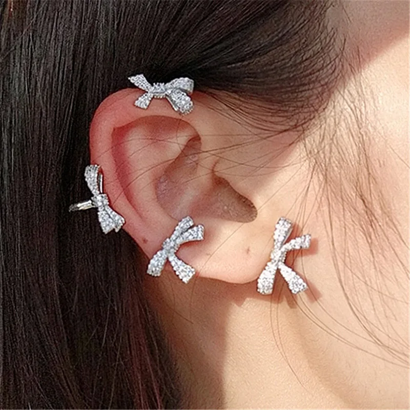 

1pc Bowknot Ear Cuff Earrings For Women 2021 New Design Personality Shinning Rhinestones Big Hanging Earings