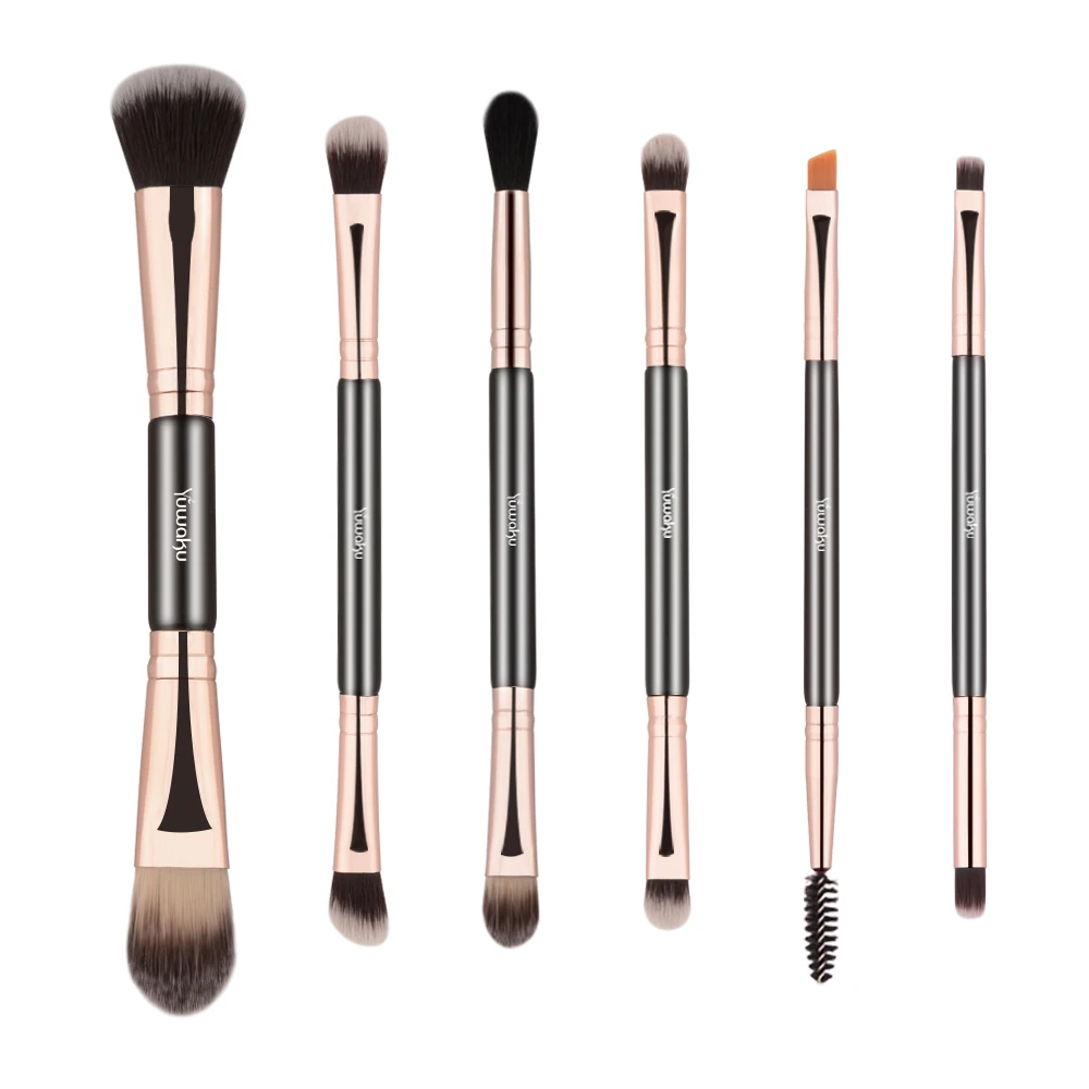

Professional angled eyebrow eyeshadow brushes 6pcs Synthetic hair makeup eye brush set dual end makeup brushes set
