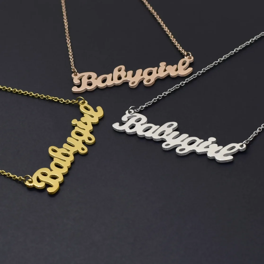 

2020 titanium steel letter necklace vintage English Babygirl pendant necklace (KSS259), Same as the picture