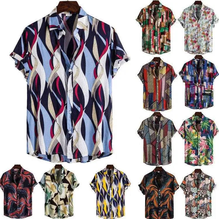 

Men's Printed Flower Casual Button Down Short Sleeve Hawaiian Shirt