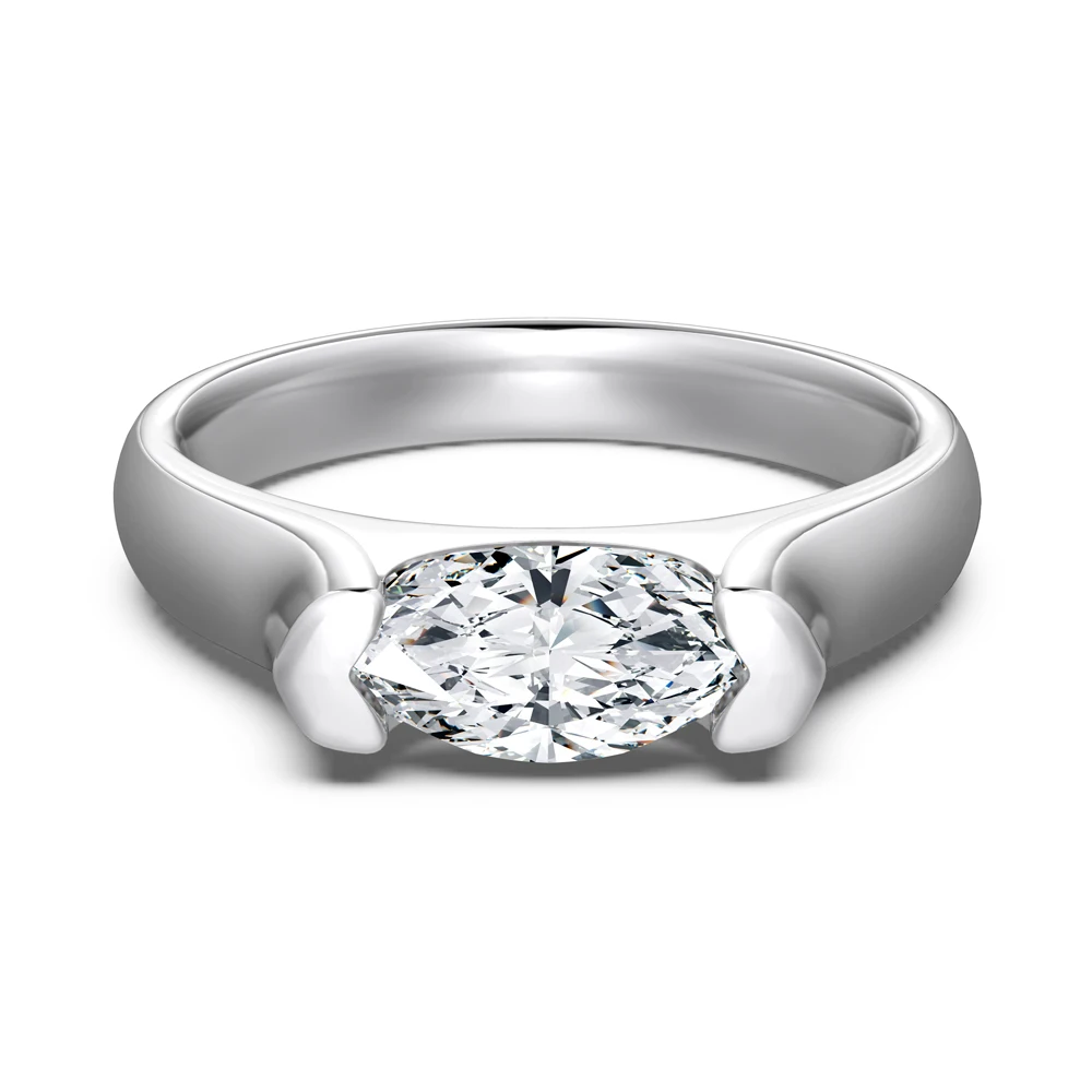 Dylam Hot Selling Cz Zirconia Fine Jewelry 925 Sterling Silver 18K Gold Plated Ring Horse Eye Wedding Engagement Rings for Women
