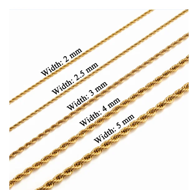 

Joycuff Wholesale Stainless Steel Hip Hop Twist Thick Necklace Men Iced Out Plated Diamond 14K Gold Rope Chain Necklace