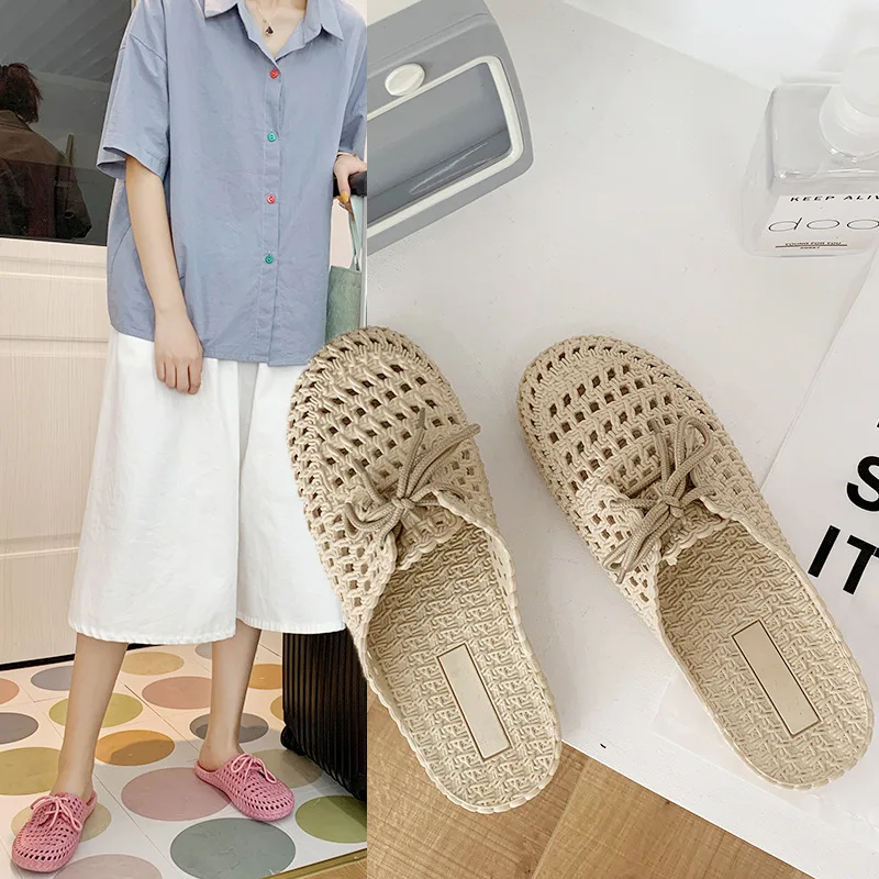 

waterproof beach hole sale shoes woman lace up shoes folding flip flops house indoor slipper casual flat shoe for woman sandals