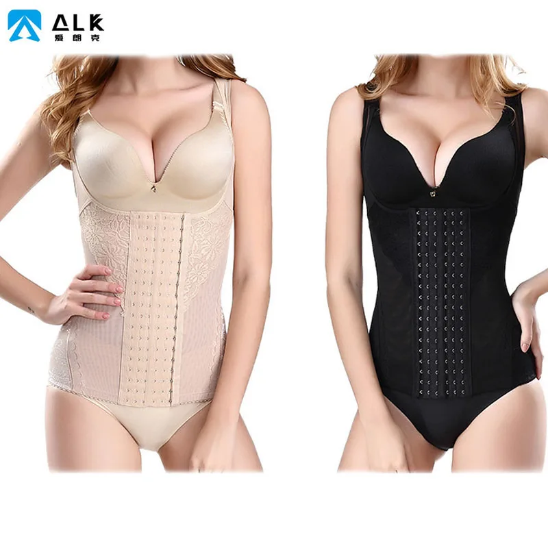 

Ailangke Wholesale Eco-Friendly Waist Trainer Corset for Ladies Weight Loss Tummy Control Sport Workout Body Shaper Bodysuit, Black/champagne